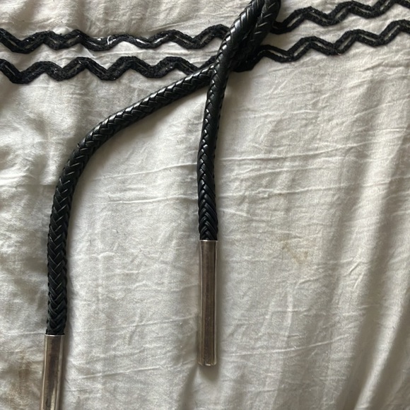 Alex Sanchez orig.(sterling silver w/turquoise stone embbed blk leather W/SS tip - Picture 2 of 3